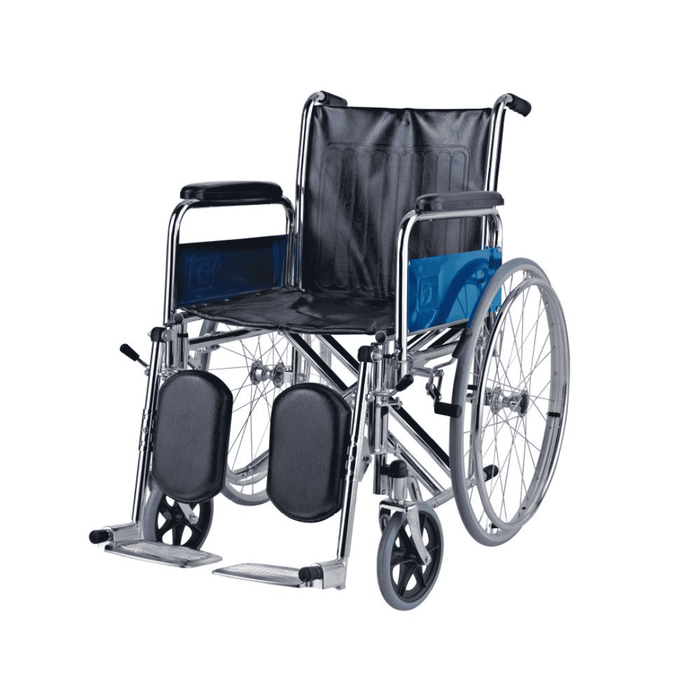 Chrome Plated Wheelchair with Elevated Footrest