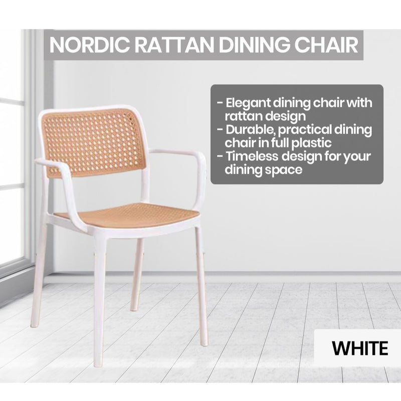 Nordic Rattan Armrest Dinning Chair