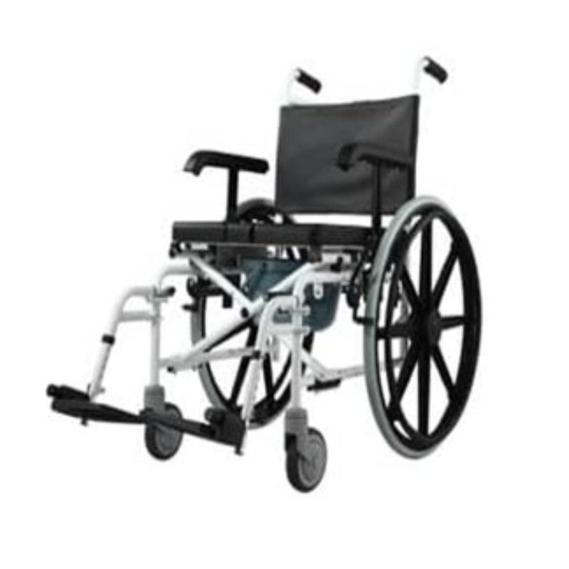 ALUMINUM MANUAL COMMODE WHEELCHAIR WITH QUICK RELEASE REAR  WHEELS – 18”