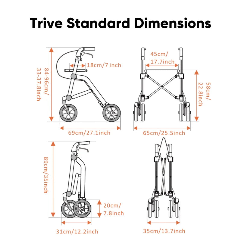 Trive Lightweight Compact Rollator | Uplivin