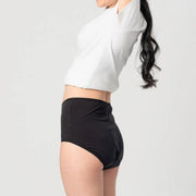 High-waist black leak-proof incontinence panties for active seniors, 50ml protection