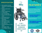 2 IN1 Self Propel Commode Wheelchair