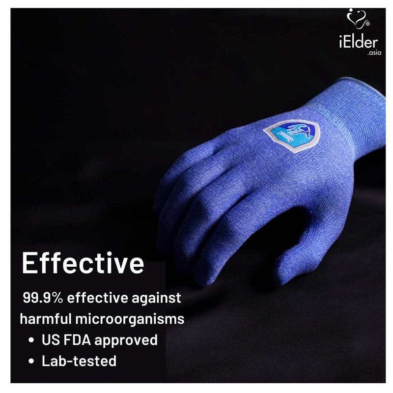Handax Antimicrobial Fabric Gloves (Kills 99.9% Of Harmful Microorganisms) Blue