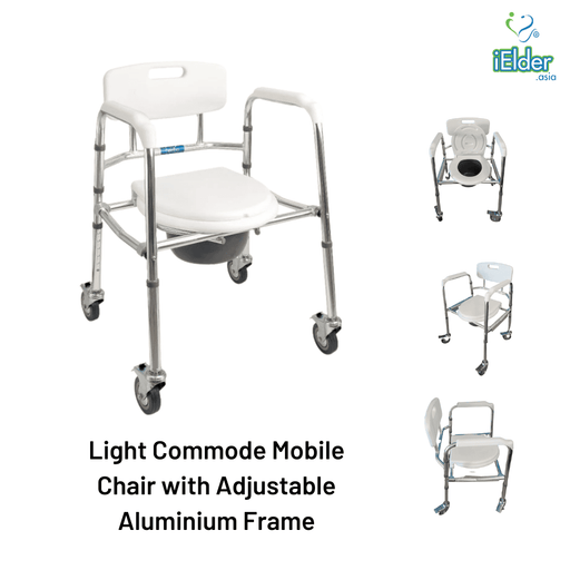 Light Commode Mobile Chair with Adjustable Aluminium Frame