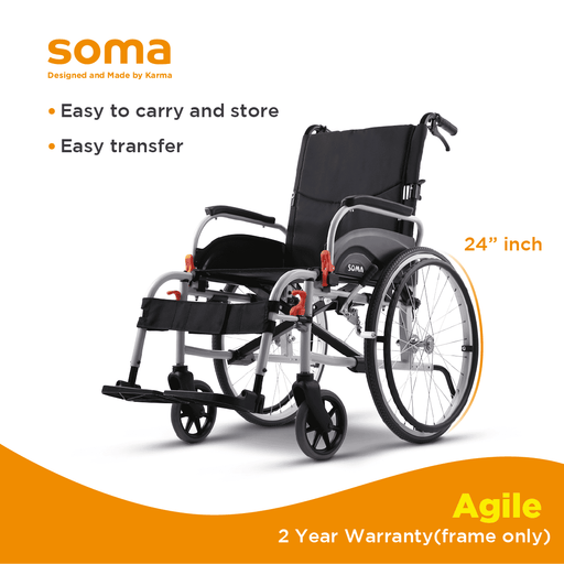 SOMA Agile DAF Wheelchair | Easy Transfer 20", 125kg max user weight