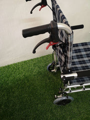 Blue Check Pattern Aluminium Transit Wheelchair with Carry Bag 9kg (16") - Asian Integrated Medical Sdn Bhd (ielder.asia)