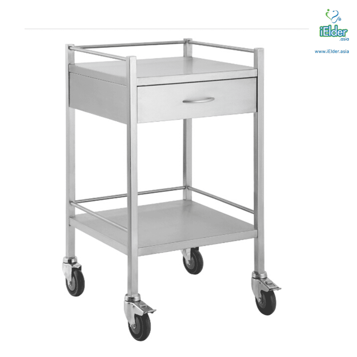 [Pre-order]Stainless Steel Single Drawer Dressing Trolley with Guardrail | Arata