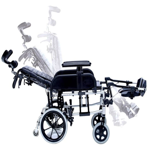 Black Flower Pattern Comfort Evolution Recliner Pushchair / Wheelchair - Asian Integrated Medical Sdn Bhd (ielder.asia)
