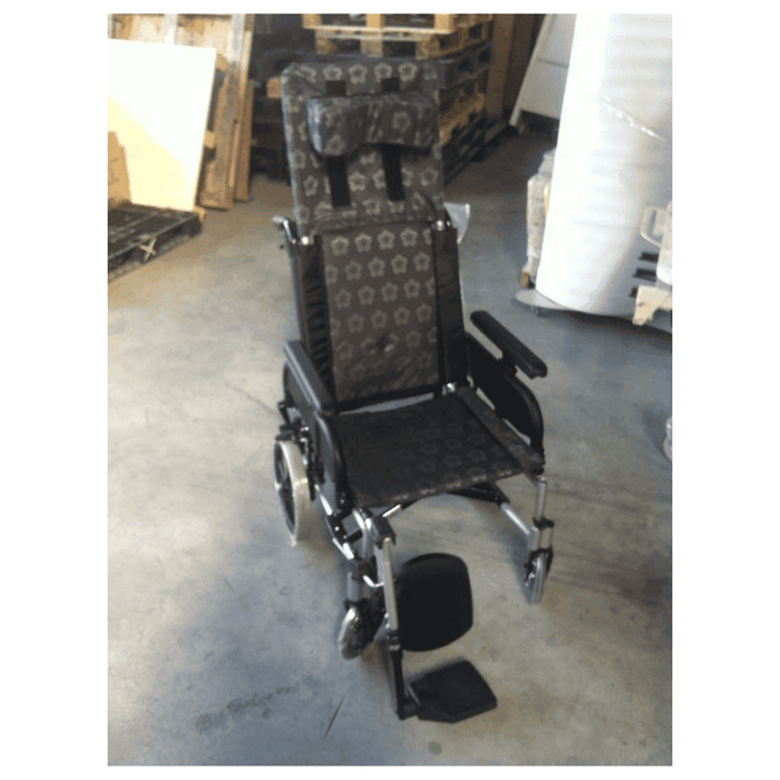 Black Flower Pattern Comfort Evolution Recliner Pushchair / Wheelchair - Asian Integrated Medical Sdn Bhd (ielder.asia)