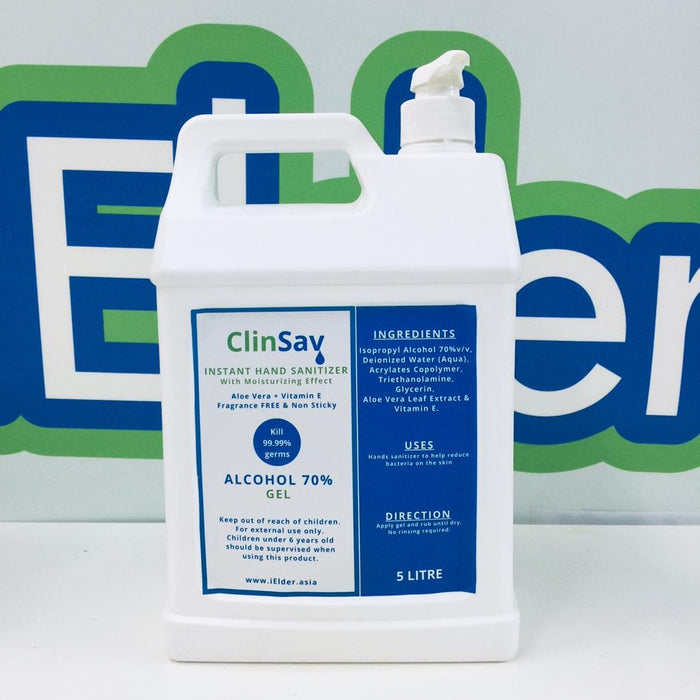 ClinSav Instant Hand Sanitizer with Moisturizing Effect Gel Type [70% alcohol] (5 Litre) (without Pump)