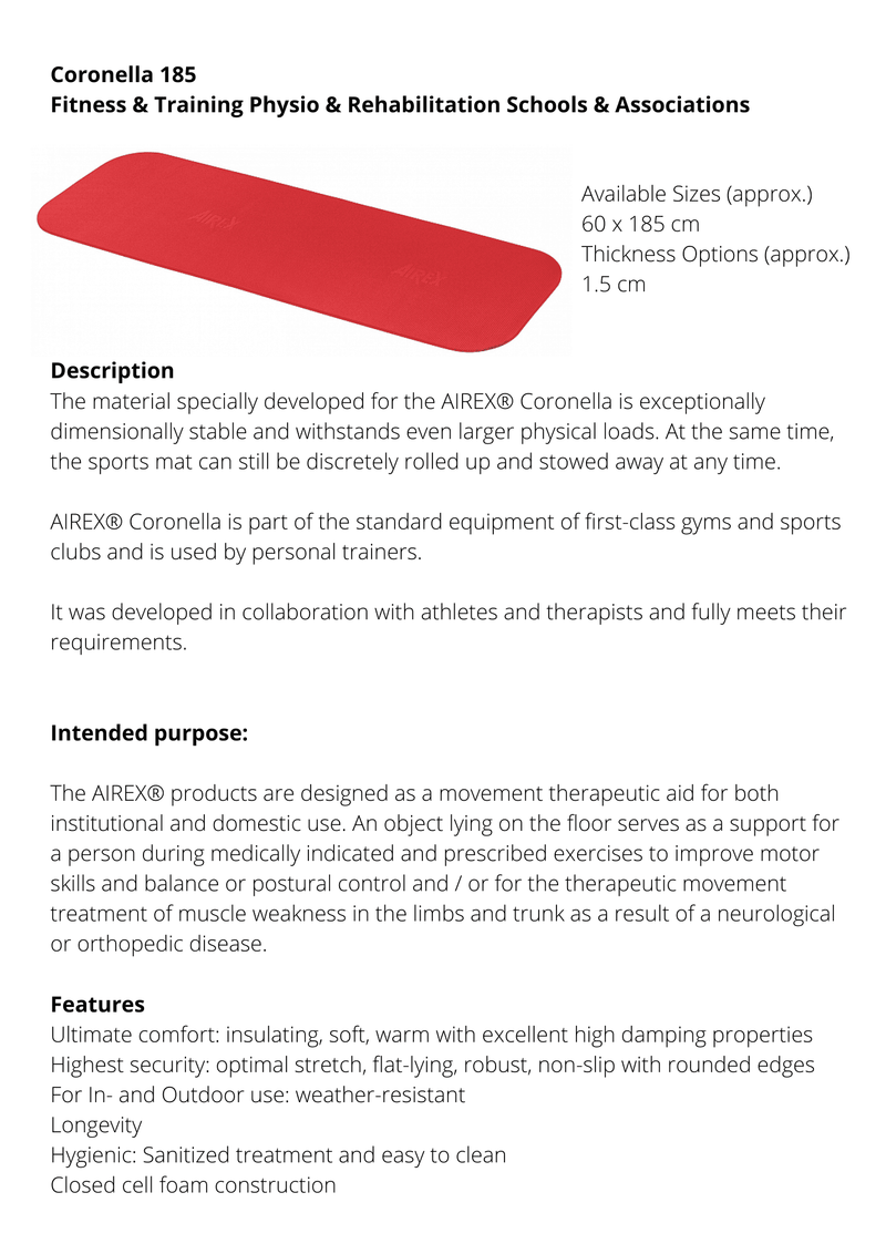 Exercise Mat 185cm | Airex Coronella