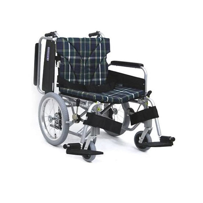 Detachable Armrest and Footrest  Wheelchair KA816-45 Green Checked | Kawamura