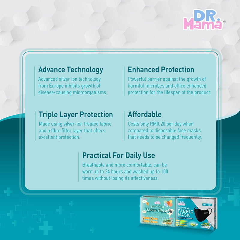 Topeng Fabrik Antimikrob Dr Mama [Saiz kanak-kanak]