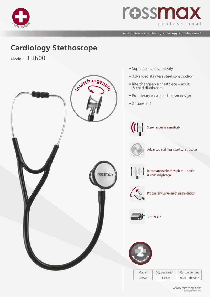 Rossmax Cardiology Stethoscope EB600