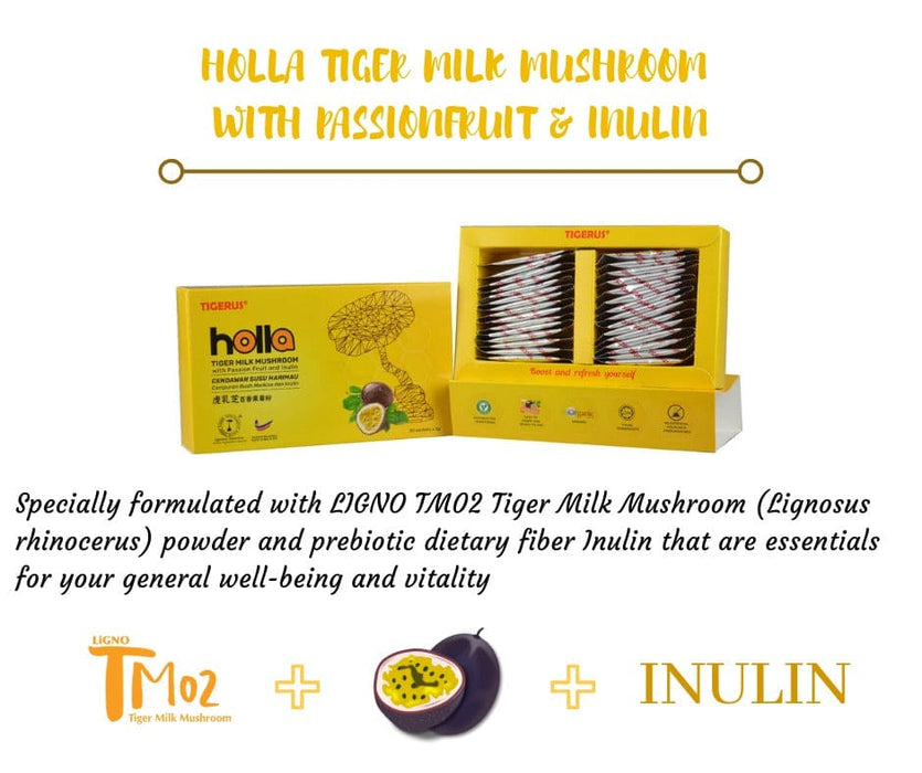 TIGERUS Tiger Milk Mushroom with Passion Fruit and Inulin (2g x 30 sachets) - Asian Integrated Medical Sdn Bhd (ielder.asia)