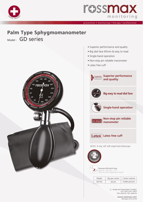 Rossmax Sphygmomanometer GD101 (blood pressure aneroid type)