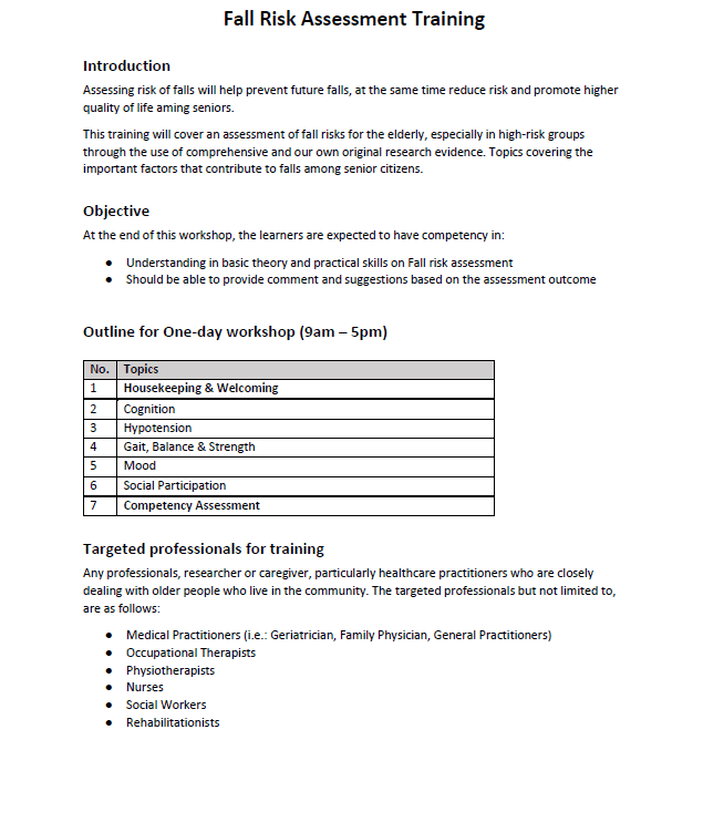 fall risk assessment training