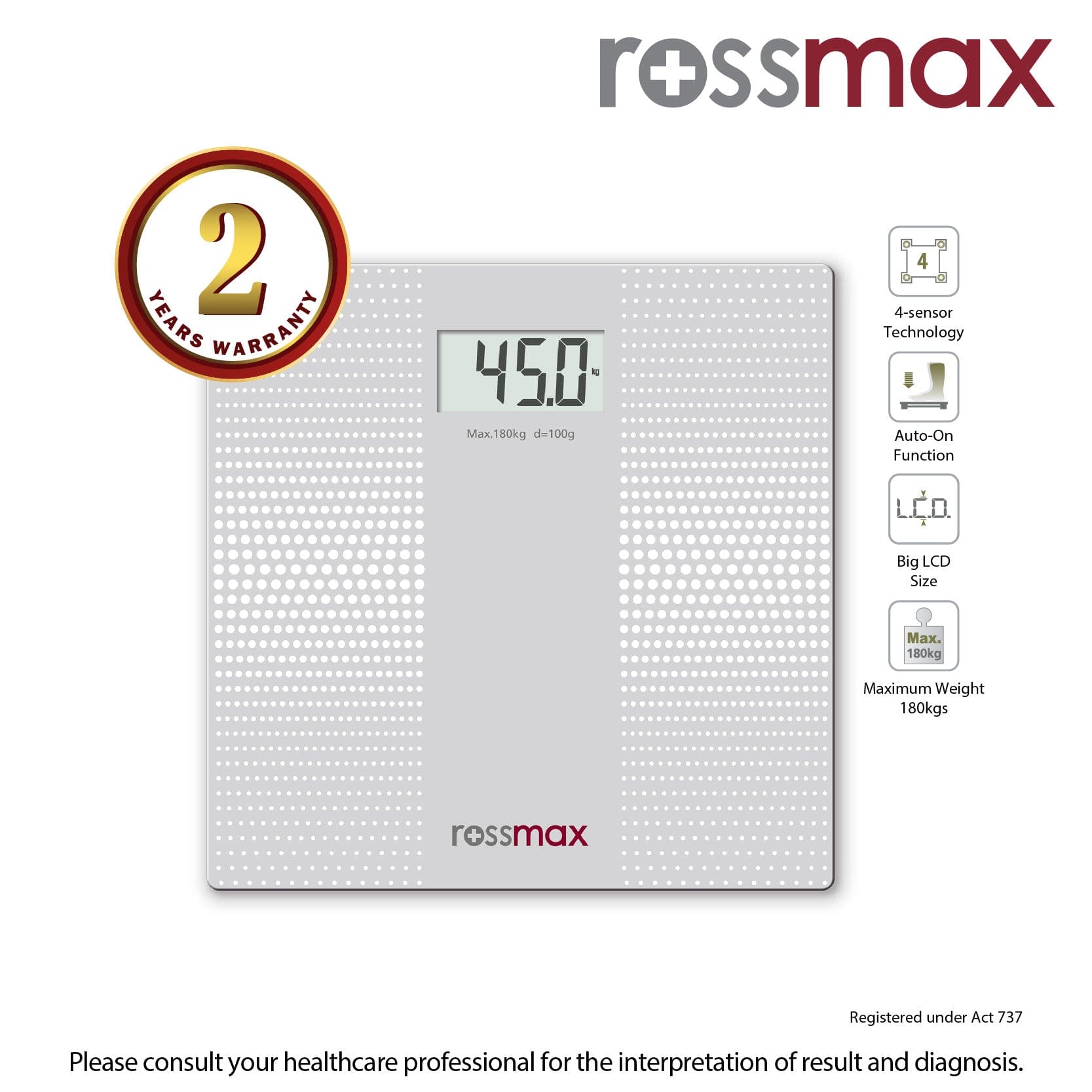 Glass Personal Electronic Weighing Scale WB101 | Rossmax — iElder.Asia ...