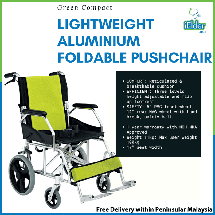 Green Compact lightweight Aluminium Foldable Pushchair