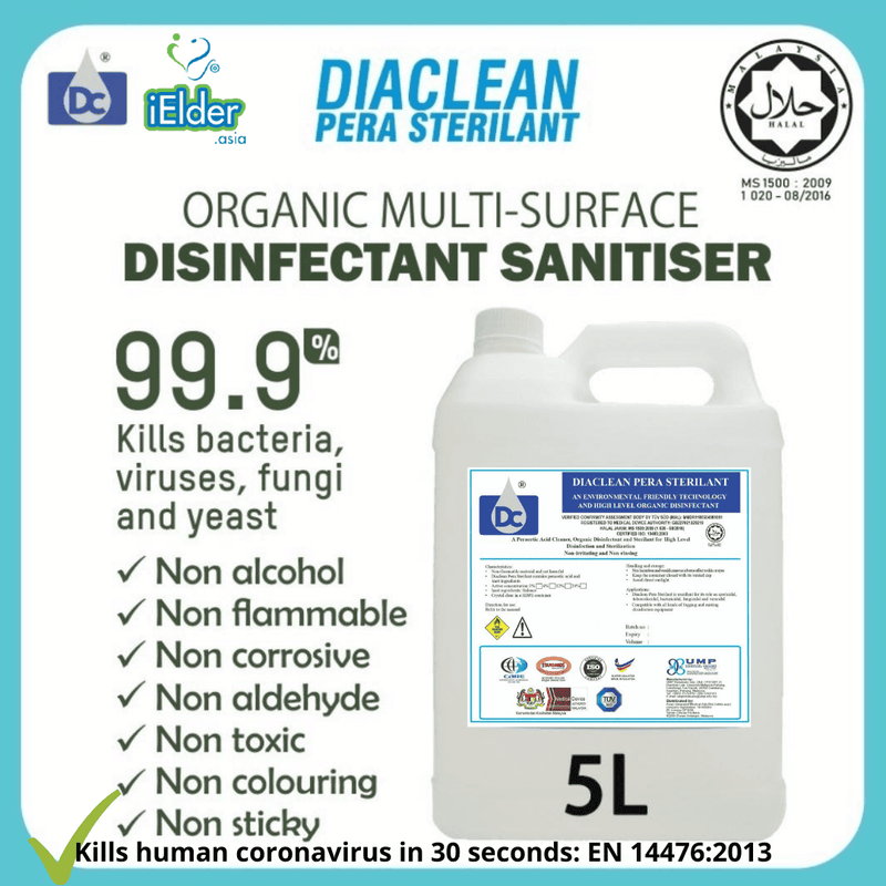 Environmentally friendly, Organic, Halal Diaclean Pera Sterilant Disinfectant 5L