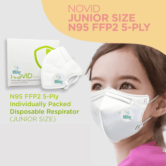 Novid NR 5-Ply Disposable Respirator Face Mask Junior Size N95 ( 20 pcs per box) [EXP: NOV 2024]