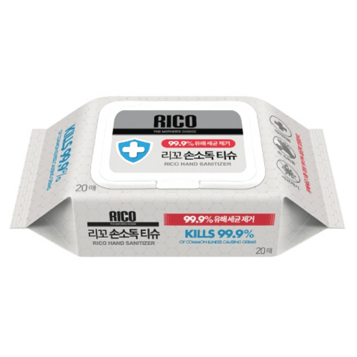 RICO Hand Sanitizer Wipes (62% alcohol, Kill 99.9% germs) - Made in Korea  ETA: Mid February 2022