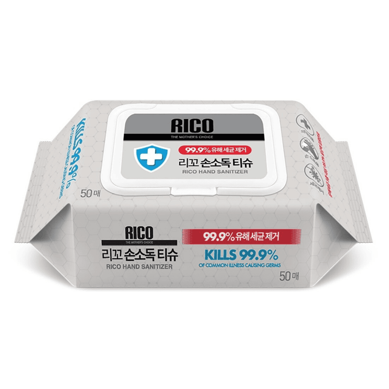 RICO Hand Sanitizer Wipes (62% alcohol, Kill 99.9% germs) - Made in Korea  ETA: Mid February 2022
