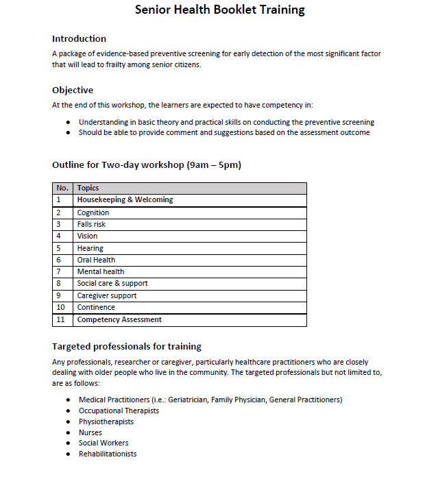 ACT4Health Senior Health Booklet