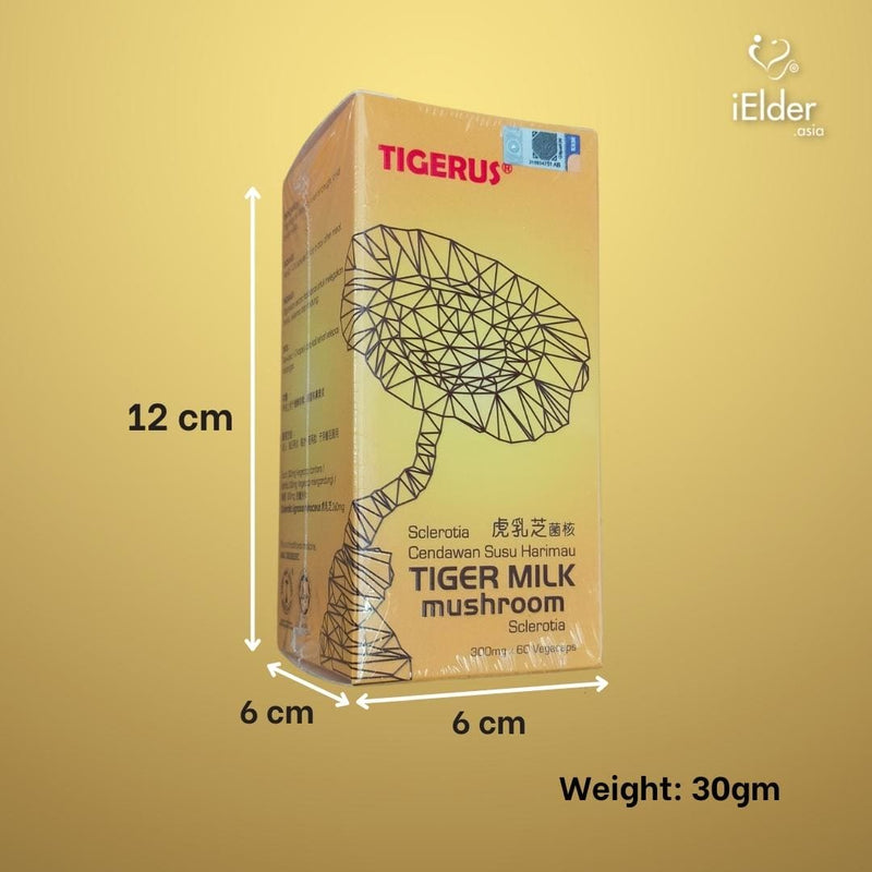 TIGERUS® Tiger Milk Mushroom Sclerotia (300mg x 60 Vegecaps) [Expire Date: 11 Nov 2025]