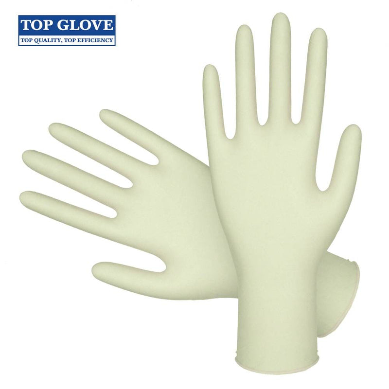Top Glove Latex Disposable Glove, Powder Free, Natural Color (100 Pcs Per Box)