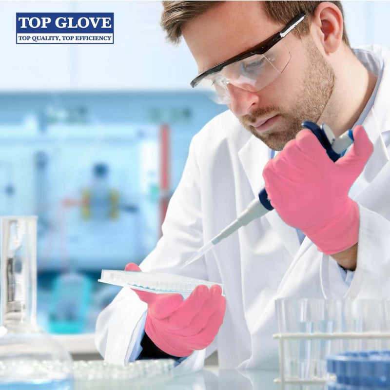 Top Glove Nitrile Examination Glove, Powder Free, Pink (100 Pcs Per Box, Medical Grade)