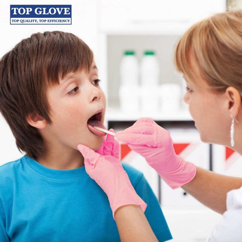 Top Glove Nitrile Examination Glove, Powder Free, Pink (100 Pcs Per Box, Medical Grade)