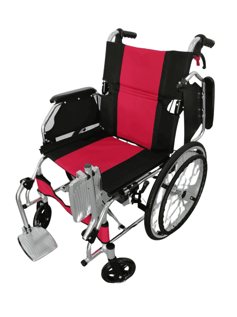 Red Aluminium Folding Frame Wheelchair | Fair 
