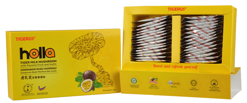 TIGERUS Tiger Milk Mushroom with Passion Fruit and Inulin (2g x 30 sachets) - Asian Integrated Medical Sdn Bhd (ielder.asia)