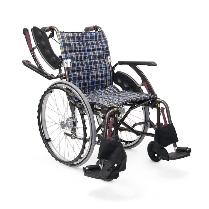 WAVIT Ergonomic Wheelchair Blue Check WAP22P-42S | Kawamura