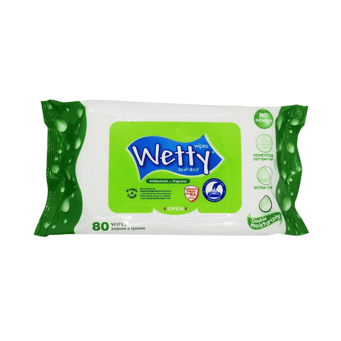 Wetty 抗菌湿纸巾 - 无香/香 (80 片/包)