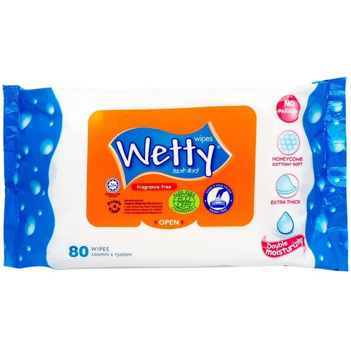 Wetty Wet Tissue Fragrance Free (80's/pack)