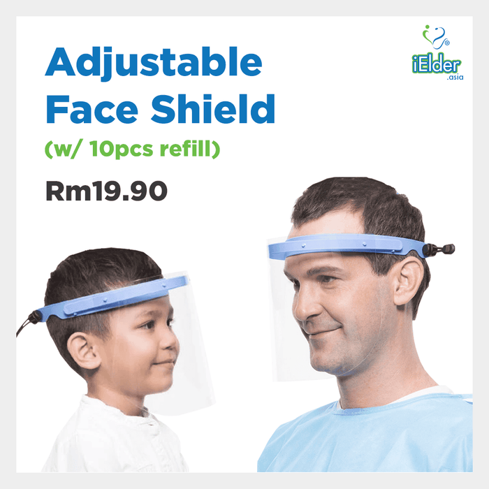 Reusable & Adjustable face shield (1 frame + 10pcs refill)