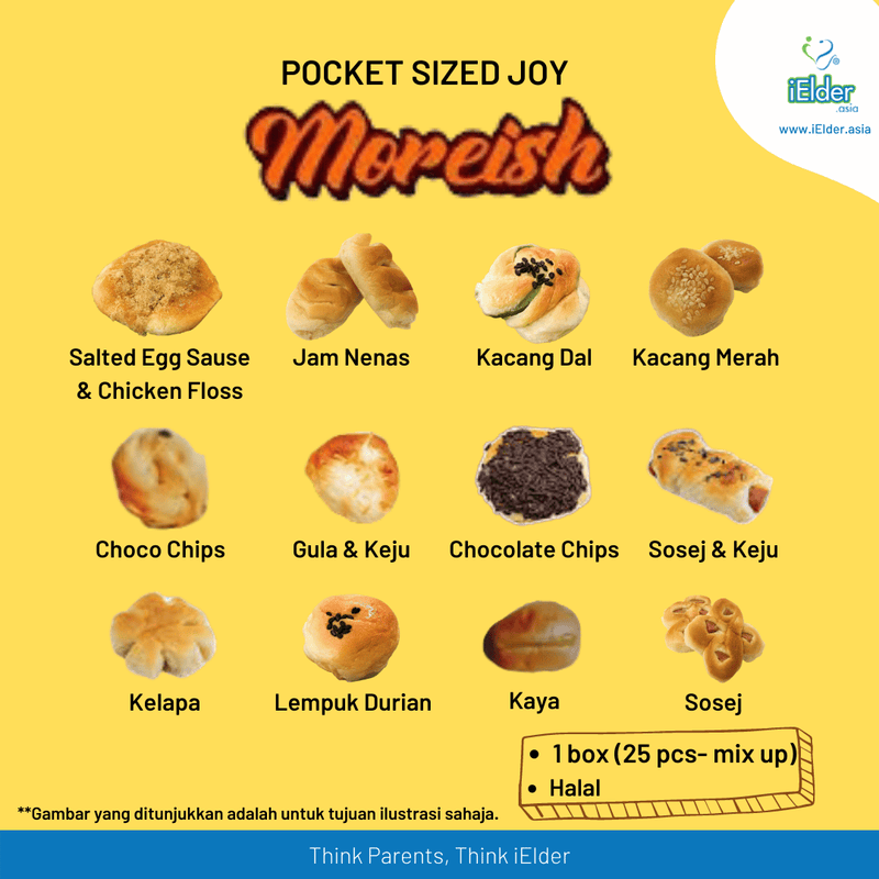 MOREISH Bread Roti Unyil (1 box= 25pcs mix)