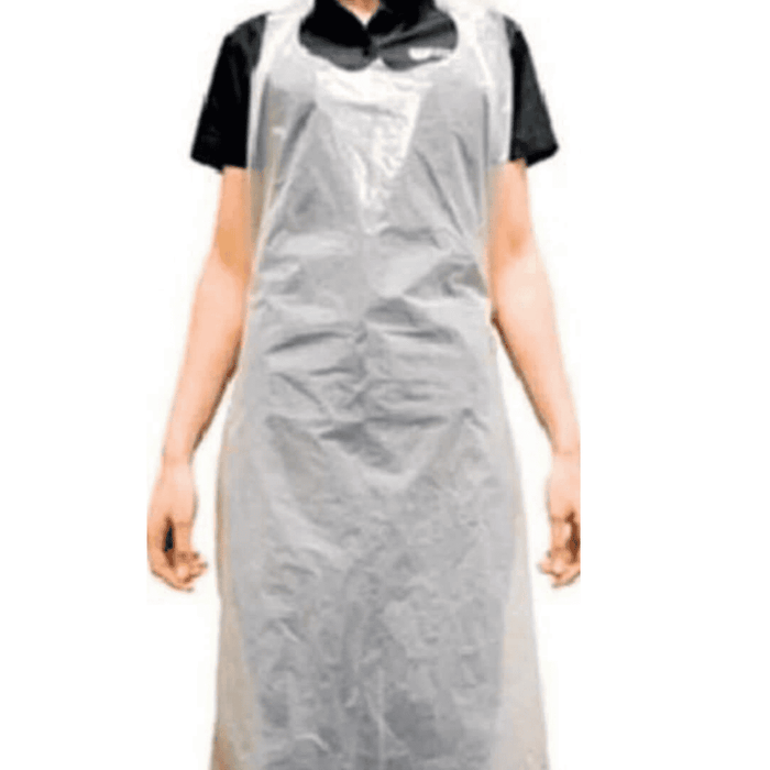Medical white disposable plastic apron (100 pcs/pkt)