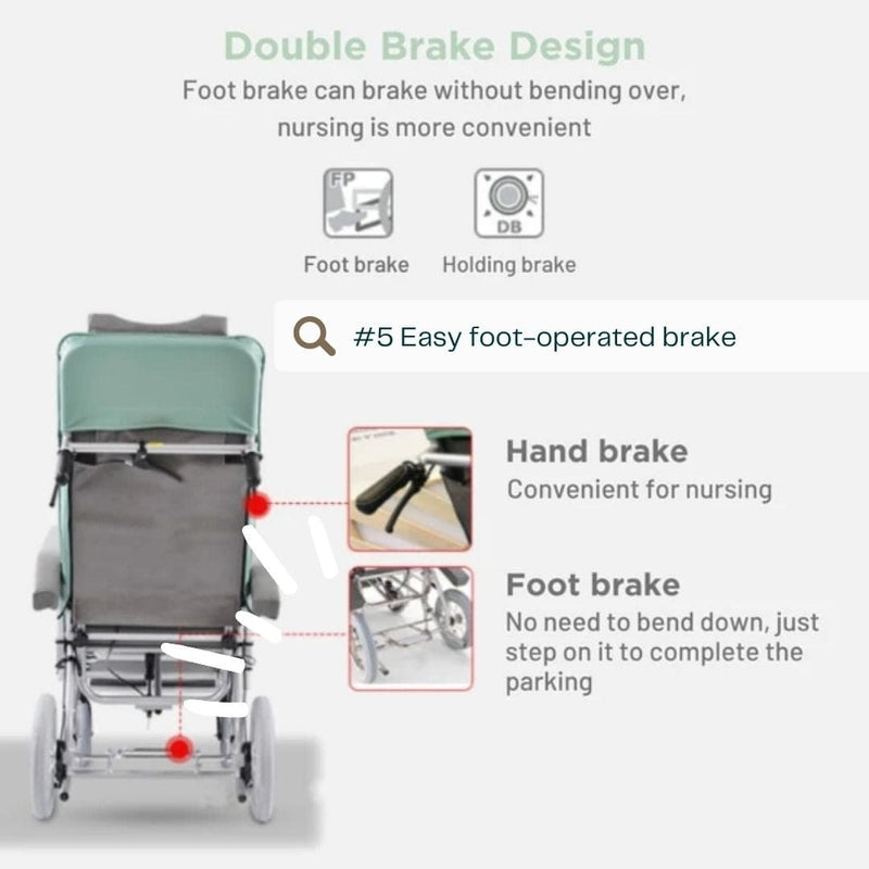 Reclining Wheelchair with Headrest RR60NB | Kawamura