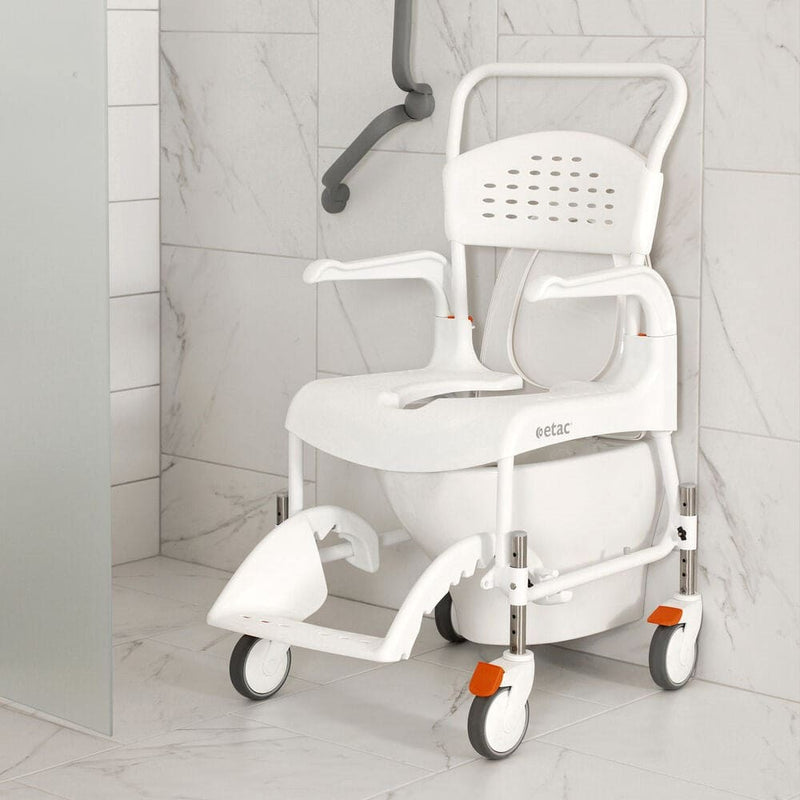 Shower Commode Chair with Height Adjustable, 4 lockable wheels | Etac Clean