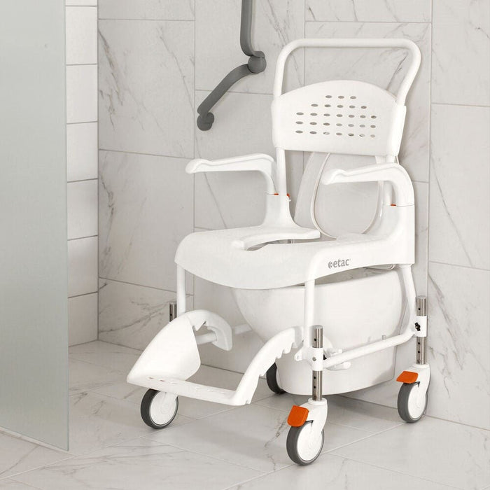 Commode Shower Chair withHeight Adjustable, 4 lockable wheels | Etac Clean