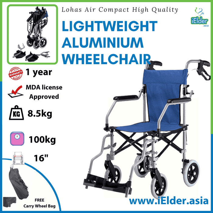 Lohas Air Compact Lightweight Aluminium Wheelchair with Bag