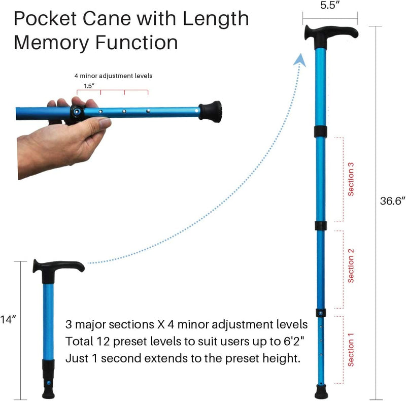 Pocket Cane with Length Memory Function