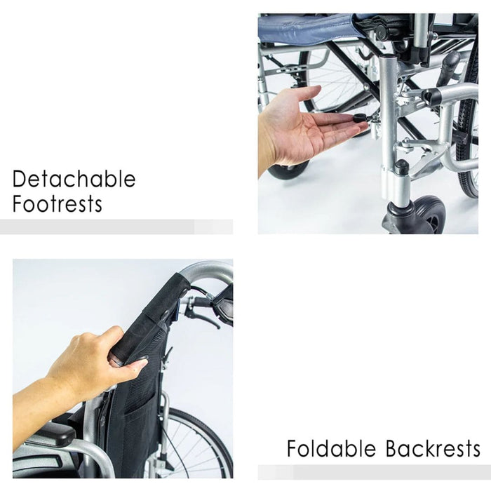 Oversize iLight Wheelchair, Detachable, Heavy Duty, Foldable 20" | Bion